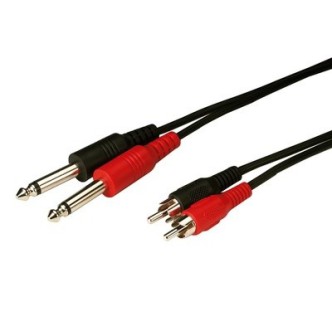 Kable połączeniowe audio 2 x wtyk RCA na 2 x wtyk 6.3mm mono