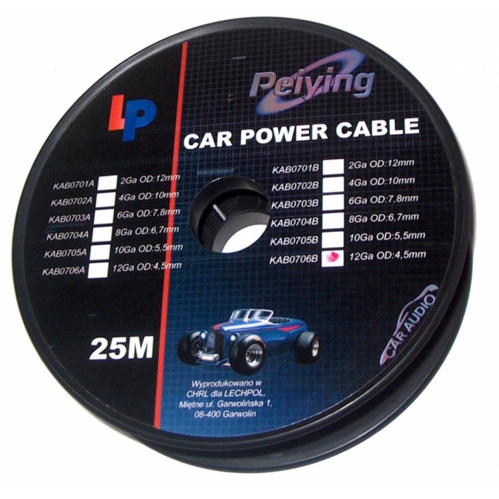 Kabel samochodowy 12Ga OD4.5mm CU 25m