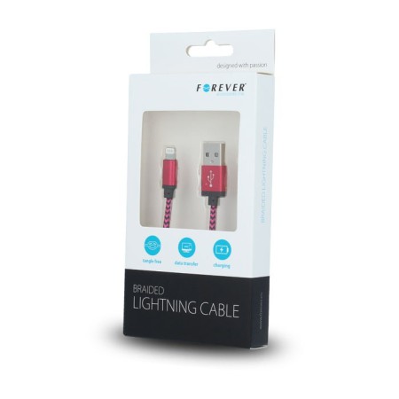 Kabel Forever do iPhone 8-PIN pleciony czerwony