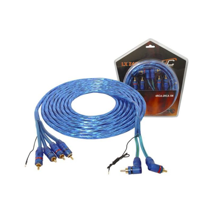 Kabel 4 x RCA - 2 x RCA kątowe + żyła 5m