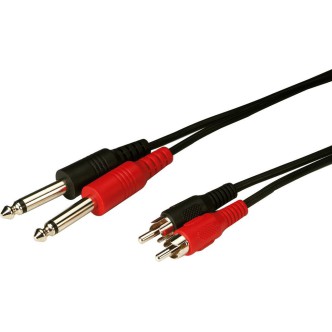 Kable połączeniowe audio 2 x wtyk RCA na 2 x wtyk 6.3mm mono