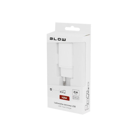 Ładowarka siec. z gn.USB 2,1A H21A biała