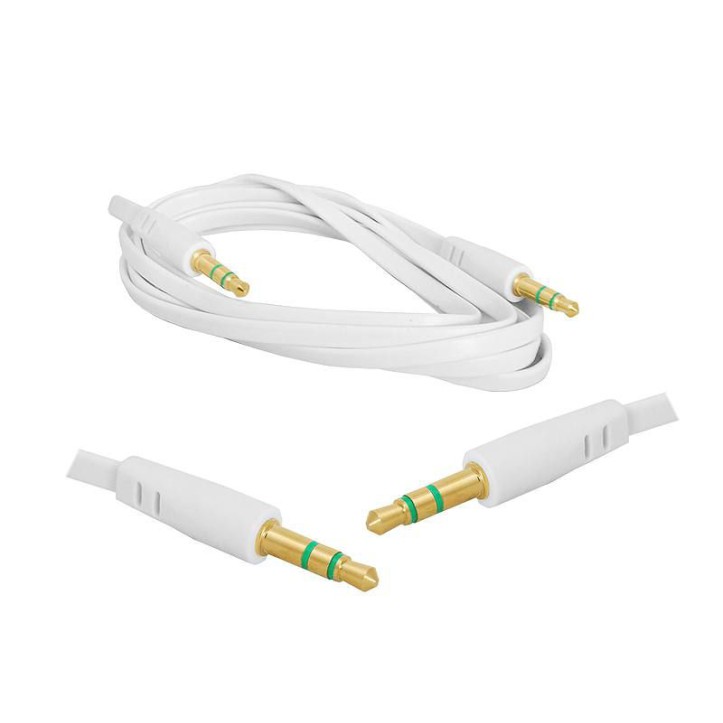 Kabel jack 3.5mm - jack 3.5mm płaski 1.5m biały