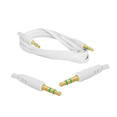 Kabel jack 3.5mm - jack 3.5mm płaski 1.5m biały