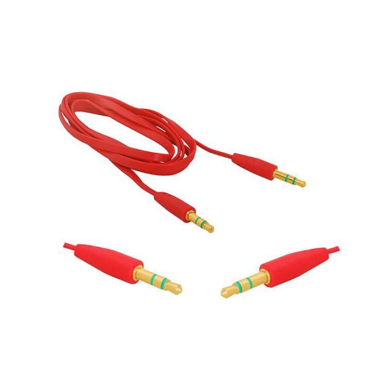 Kabel jack 3.5mm - jack 3.5mm płaski czerwony 1m
