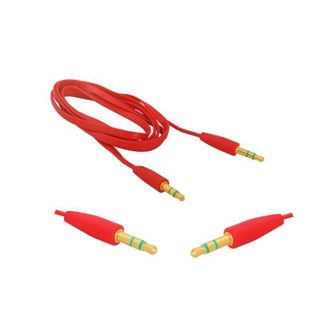 Kabel jack 3.5mm - jack 3.5mm płaski czerwony 1m
