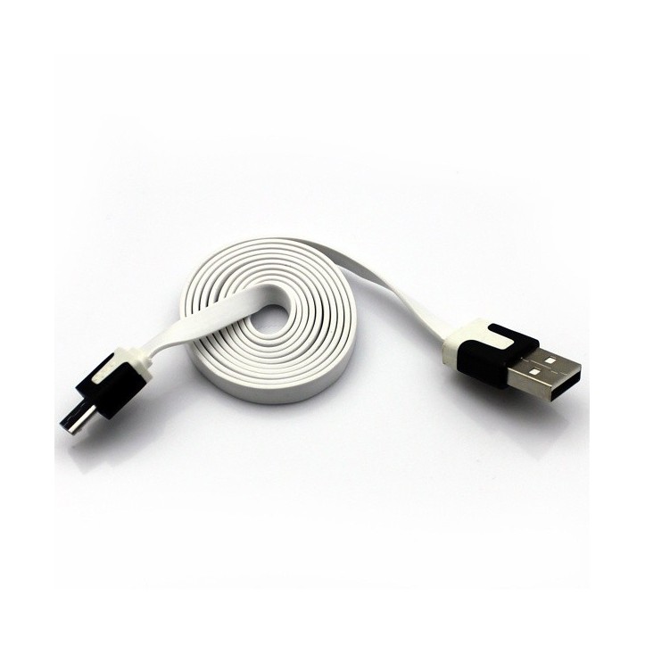Kabel Micro USB 1m płaski biały