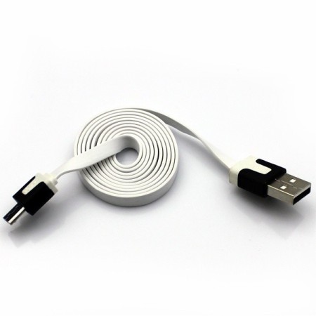 Kabel Micro USB 1m płaski biały