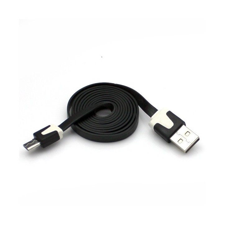 Kabel Micro USB 1m płaski czarny