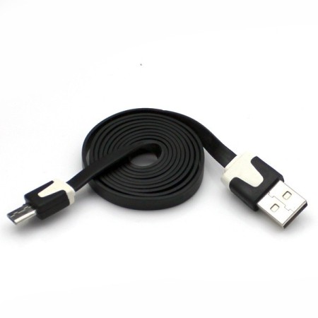 Kabel Micro USB 1m płaski czarny