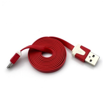 Kabel Micro USB 1m płaski czerwony