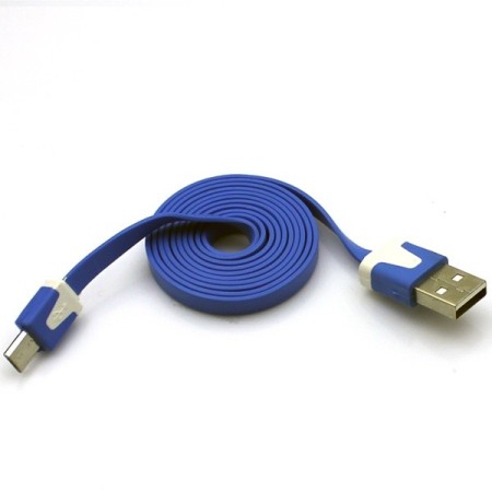 Kabel Micro USB 1m płaski niebieski