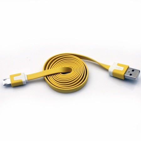 Kabel Micro USB 1m płaski żółty