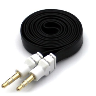 Kabel Jack 3,5 AUX płaski 1m czarny