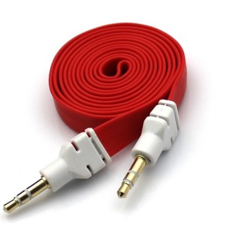 Kabel Jack 3,5 AUX płaski 1m czerwony