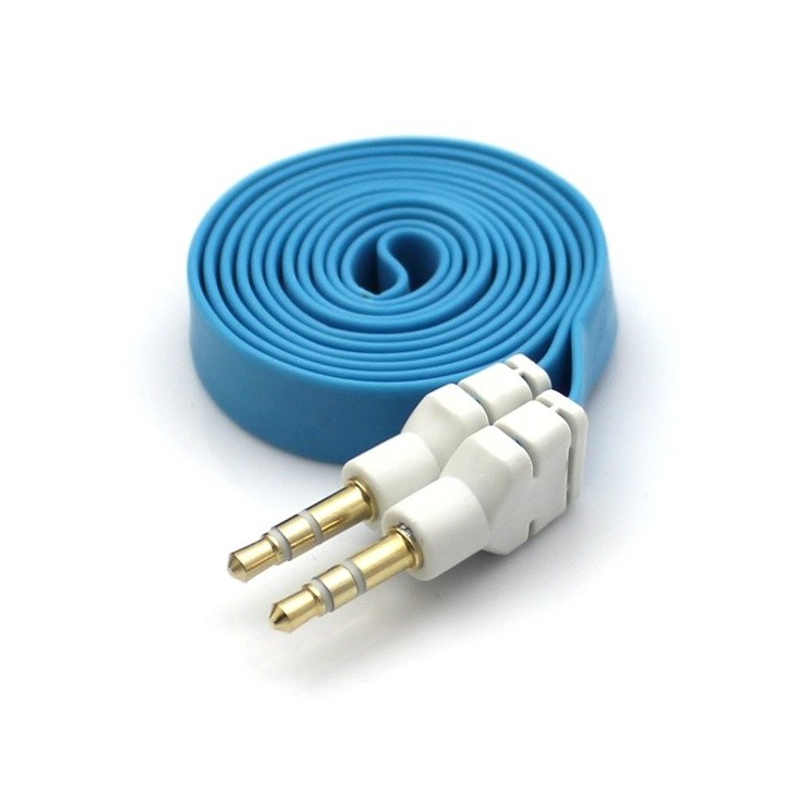 Kabel Jack 3,5 AUX płaski 1m niebieski
