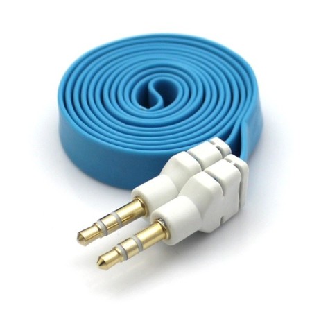 Kabel Jack 3,5 AUX płaski 1m niebieski