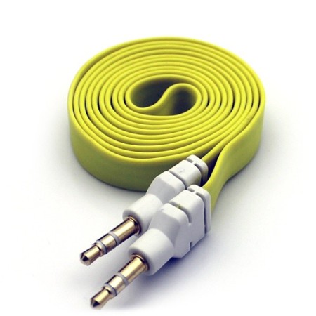 Kabel Jack 3,5 AUX płaski 1m żólty
