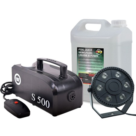 Zestaw Wytwornica Dymu S500 LED Par Mini + Płyn 5l ADJ1