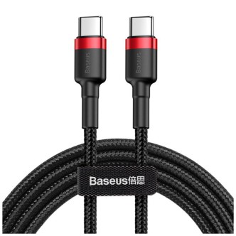 Kabel Nylonowy Baseus Cafule 60W 2X USB-C PD czarny/czerwony