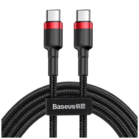 Kabel Nylonowy Baseus Cafule 60W 2X USB-C PD czarny/czerwony