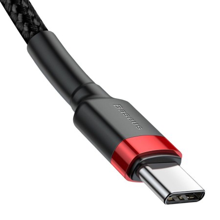 Kabel Nylonowy Baseus Cafule 60W 2X USB-C PD czarny/czerwony
