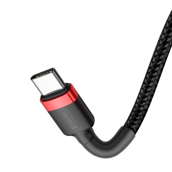 Kabel Nylonowy Baseus Cafule 60W 2X USB-C PD czarny/czerwony