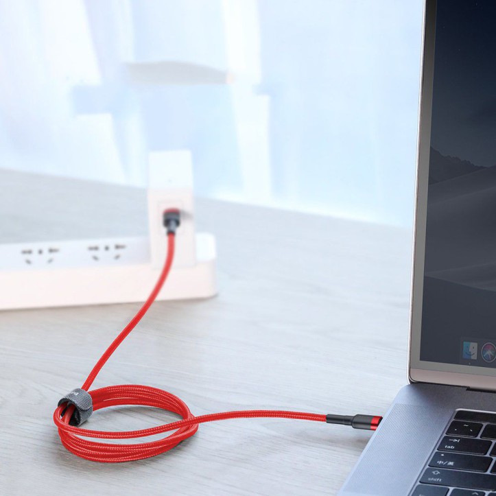 Kabel Nylonowy Baseus Cafule 60W 2X USB-C PD czarny/czerwony