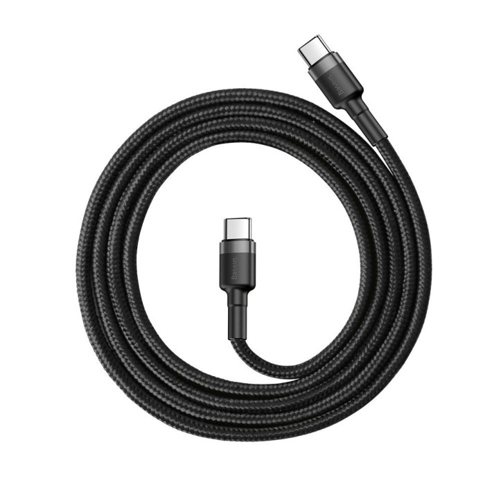 Kabel Nylonowy Baseus Cafule 60W 2X USB-C PD czarny/szary