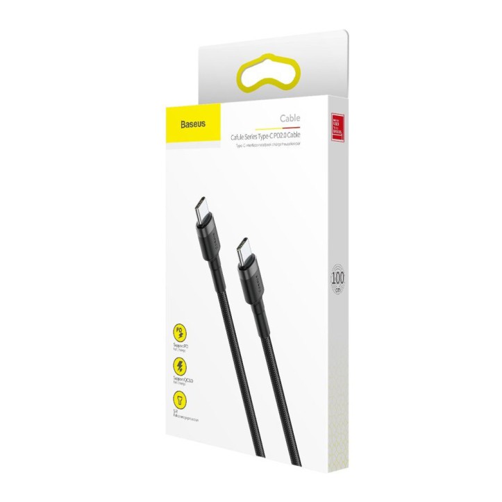 Kabel Nylonowy Baseus Cafule 60W 2X USB-C PD czarny/szary