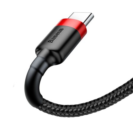 Kabel Nylonowy Baseus Cafule USB-C 3A, czarny/czerwony