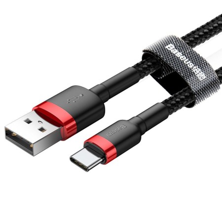 Kabel Nylonowy Baseus Cafule USB-C 3A, czarny/czerwony