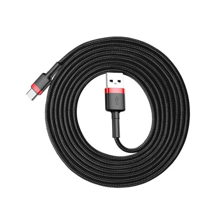 Kabel Nylonowy Baseus Cafule USB-C 3A, czarny/czerwony