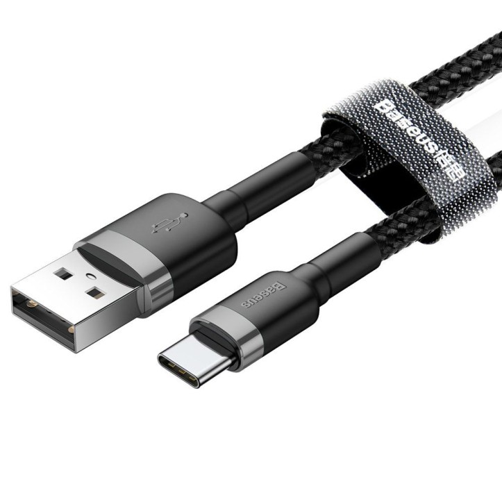 Kabel Nylonowy Baseus Cafule USB-C 3A, czarny/szary