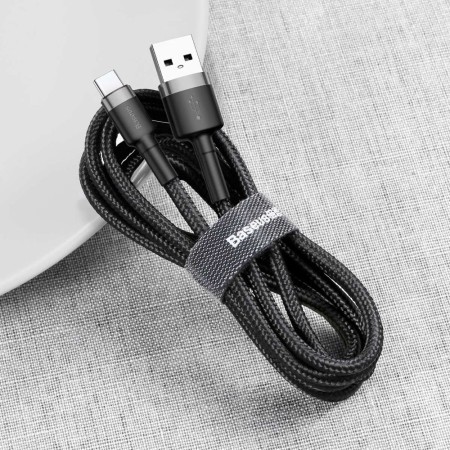 Kabel Nylonowy Baseus Cafule USB-C 3A, czarny/szary