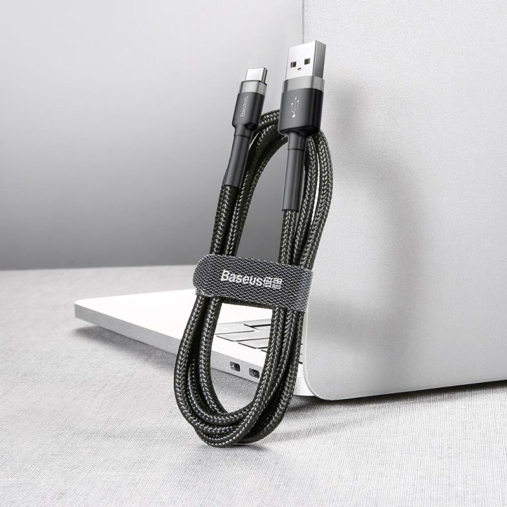 Kabel Nylonowy Baseus Cafule USB-C 3A, czarny/szary
