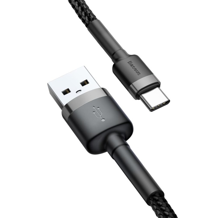 Kabel Nylonowy Baseus Cafule USB-C 3A, czarny/szary