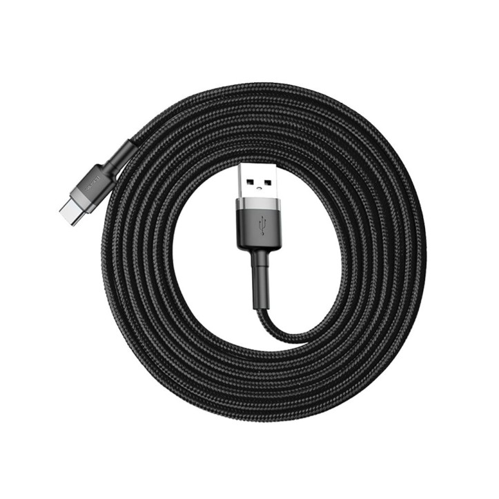 Kabel Nylonowy Baseus Cafule USB-C 3A, czarny/szary