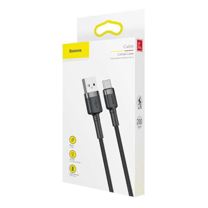 Kabel Nylonowy Baseus Cafule USB-C 3A, czarny/szary