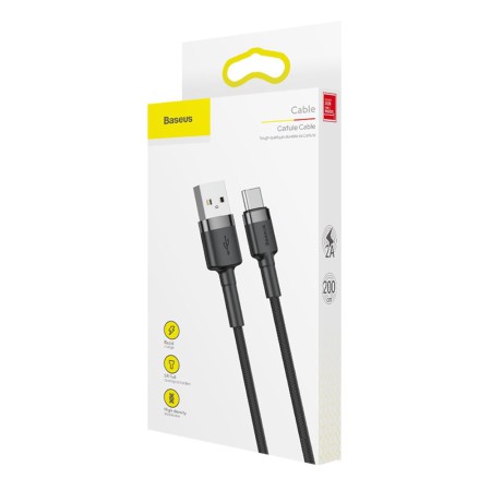 Kabel Nylonowy Baseus Cafule USB-C 3A, czarny/szary