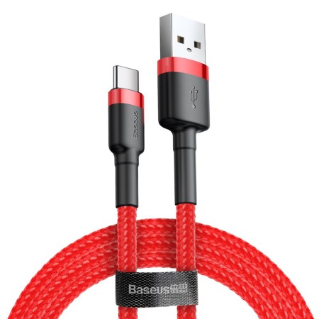 Kabel Nylonowy Baseus Cafule USB-C 3A, czerwony
