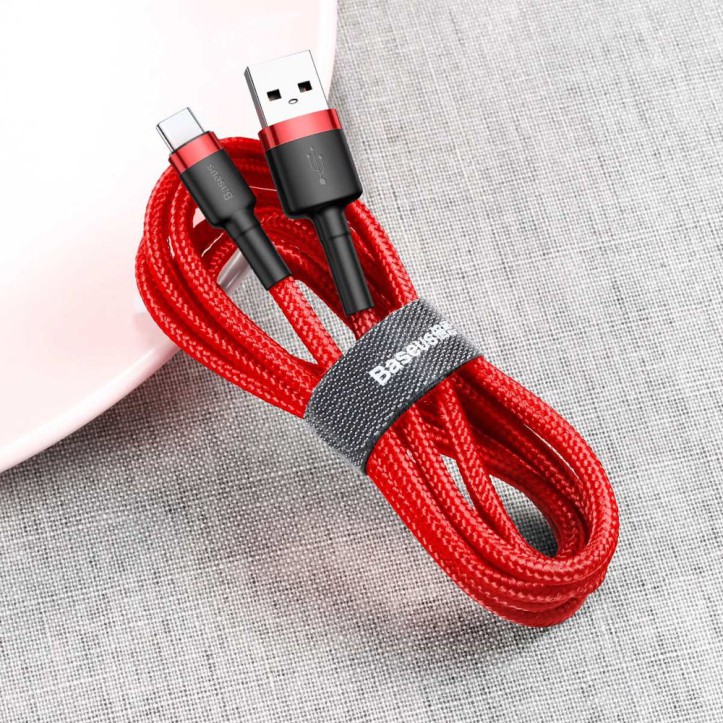 Kabel Nylonowy Baseus Cafule USB-C 3A, czerwony