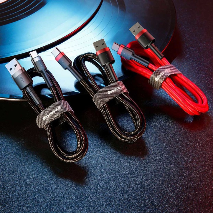 Kabel Nylonowy Baseus Cafule USB-C 3A, czerwony
