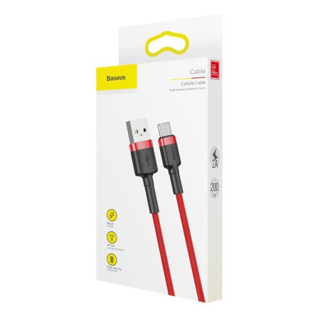 Kabel Nylonowy Baseus Cafule USB-C 3A, czerwony