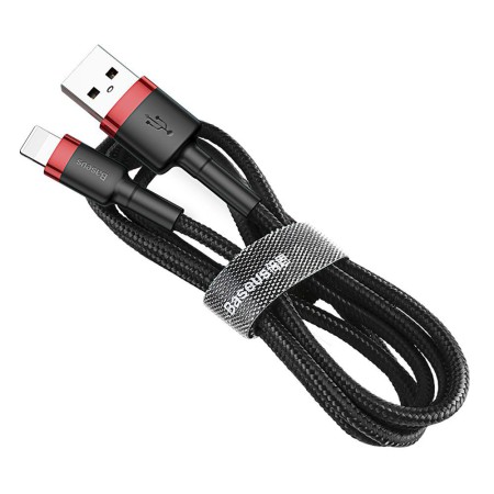 Kabel Nylonowy Baseus Cafule Lightning 1,5A czarny/czerwony