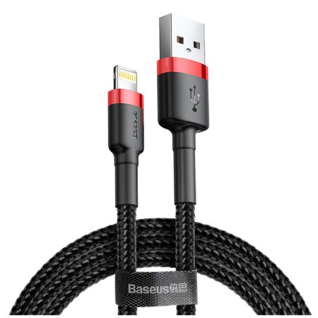 Kabel Nylonowy Baseus Cafule Lightning 1,5A czarny/czerwony