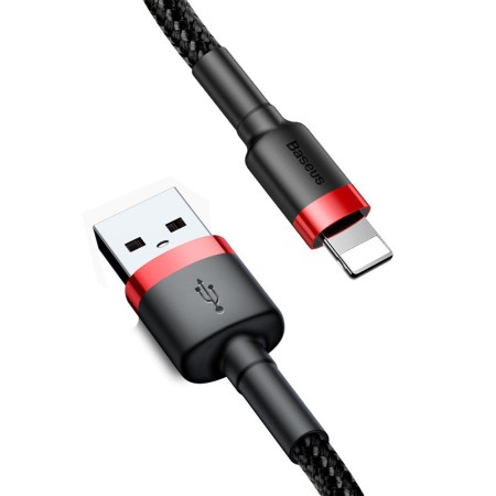 Kabel Nylonowy Baseus Cafule Lightning 1,5A czarny/czerwony