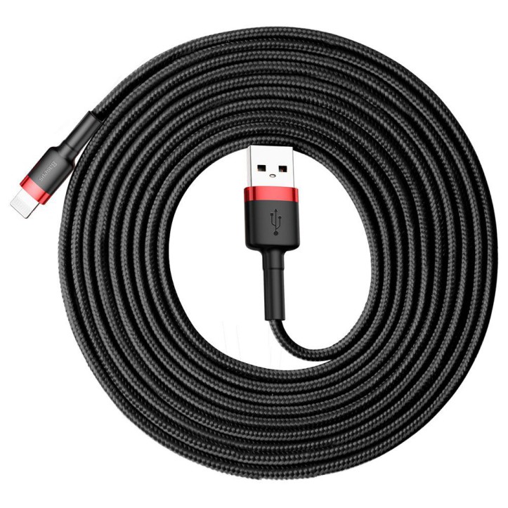Kabel Nylonowy Baseus Cafule Lightning 1,5A czarny/czerwony