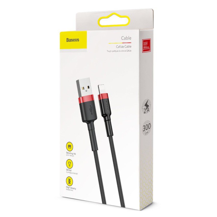 Kabel Nylonowy Baseus Cafule Lightning 1,5A czarny/czerwony