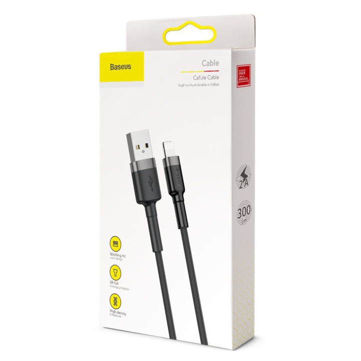 Kabel Nylonowy Baseus Cafule Lightning 1,5A czarny/szary